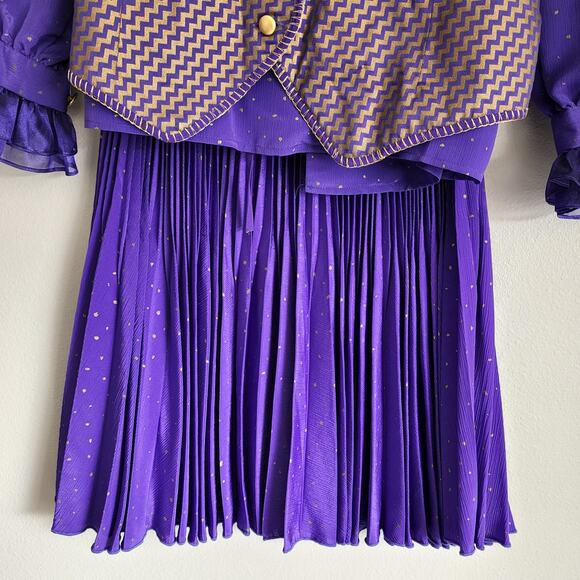 Vintage Jeanne Marc 3-Piece Women's Outfit Set Skirt, Top, and Jacket Purple - Picture 3 of 16